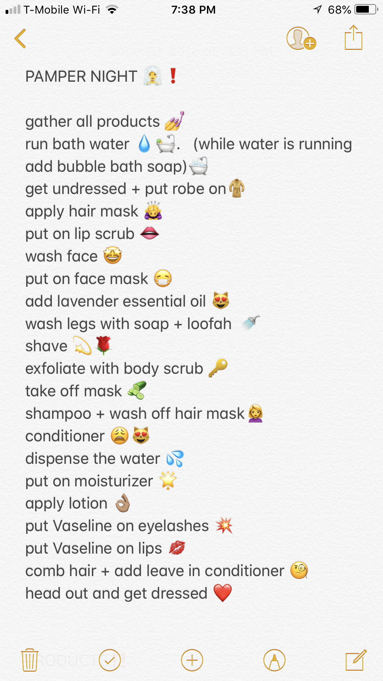 pamper night routine tłumacz