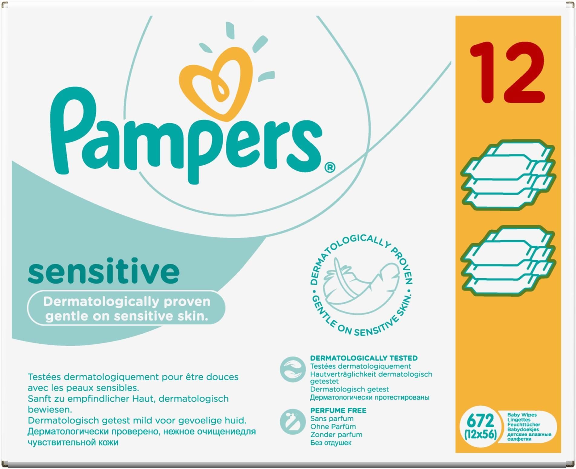 pampers sensitive chusteczki nawilżane 12x56 sztuk