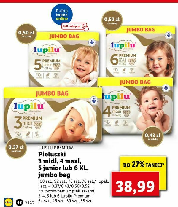 jumbo pack pieluchy lidl promocja naj 2o19