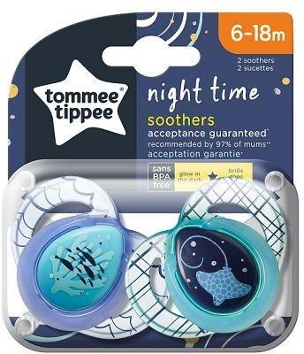 Tommee Tippee Nighttime Ortodontyczny smoczek silikonowy 6-18m 2 szt.