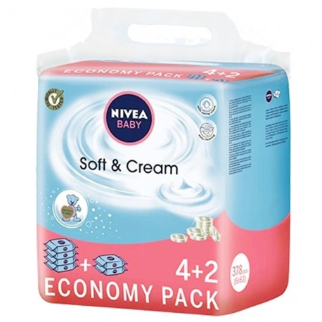 nivea 6x63szt baby fresh&pure chusteczki nawilżane dla dzieci i niemowląt