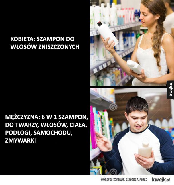 szampon dla mezczyzn a dla kobiet mem