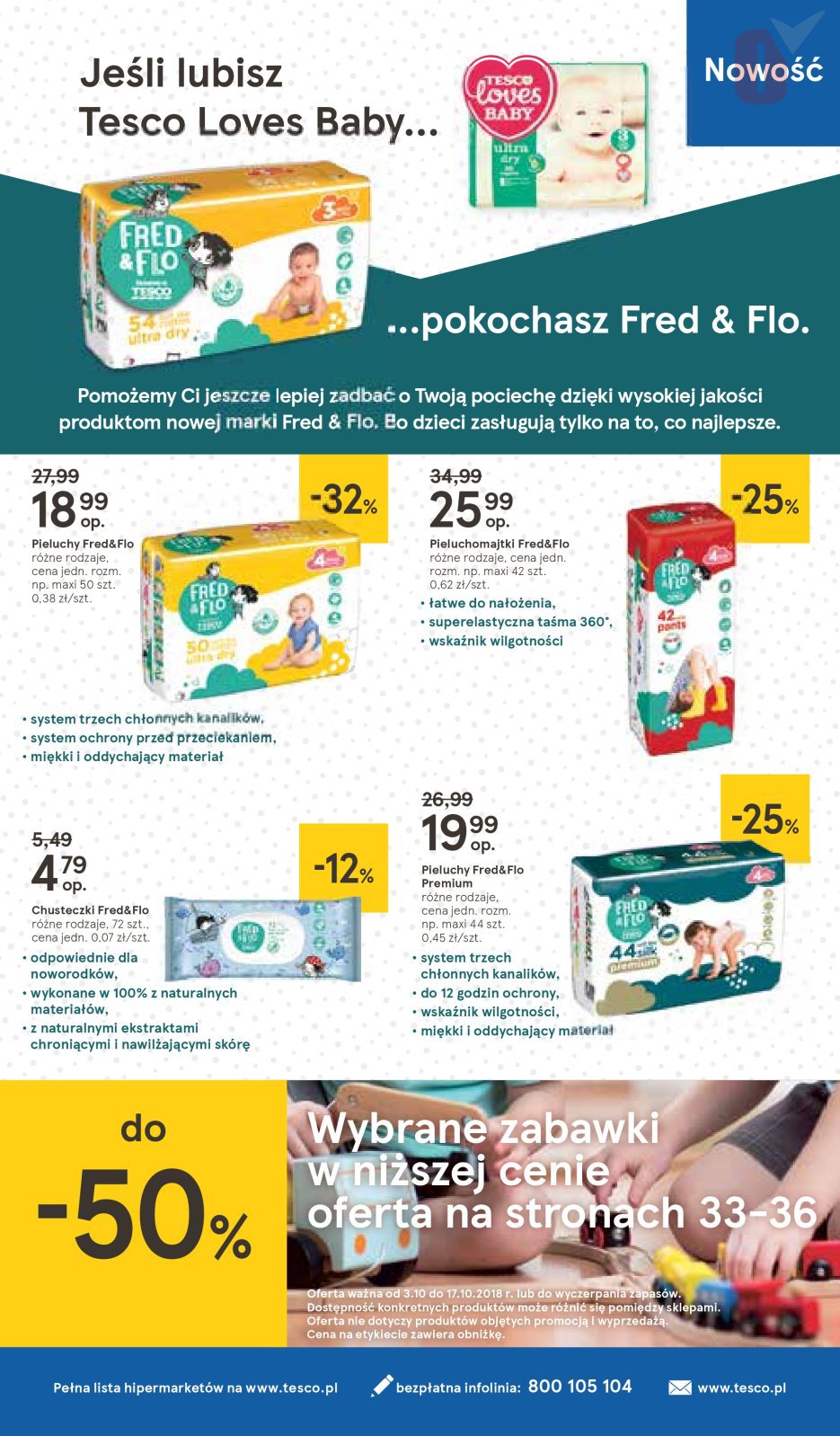 nowe pieluchy tesco fred&flo pieluchomajtki