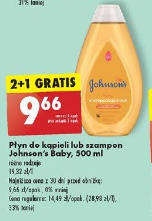 żel do mycia ciała lub szampon johnsons baby biedronka