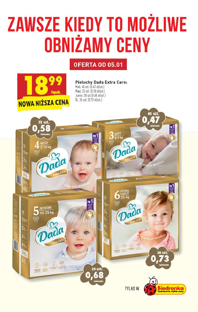 pieluchy dada extra care biedronka promocja