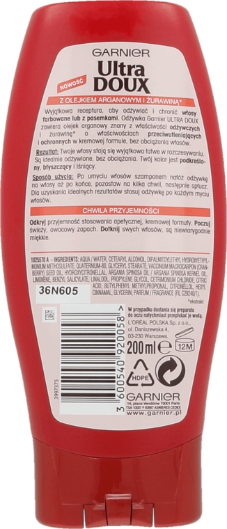 garnier odżywka do włosów ultra dolce żurawina jak stosować