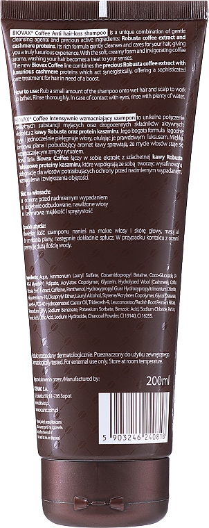 intensywnie wzmacniający szampon biovax glamour coffee 200ml