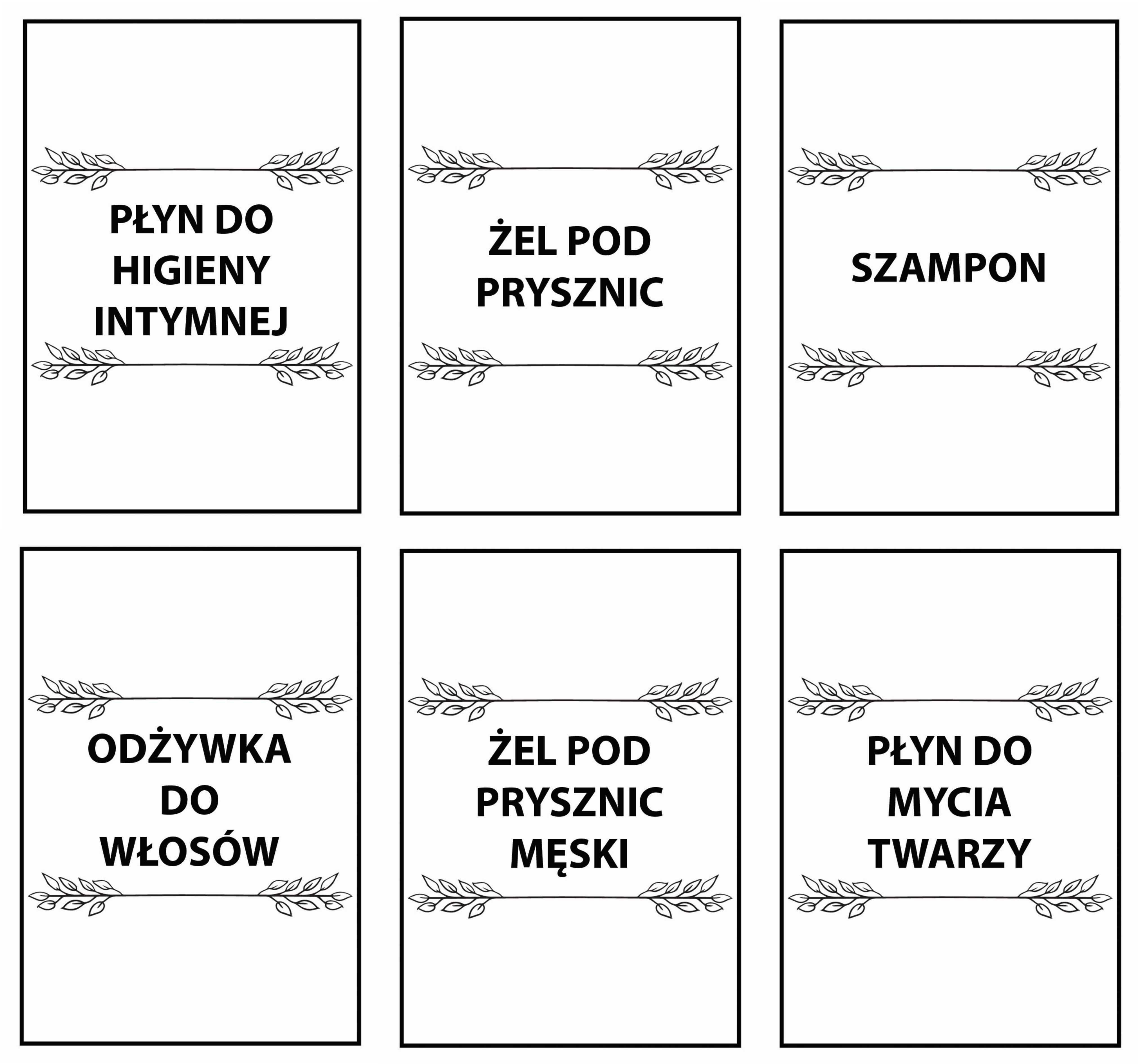 naklejki szampon żel pod prysznic