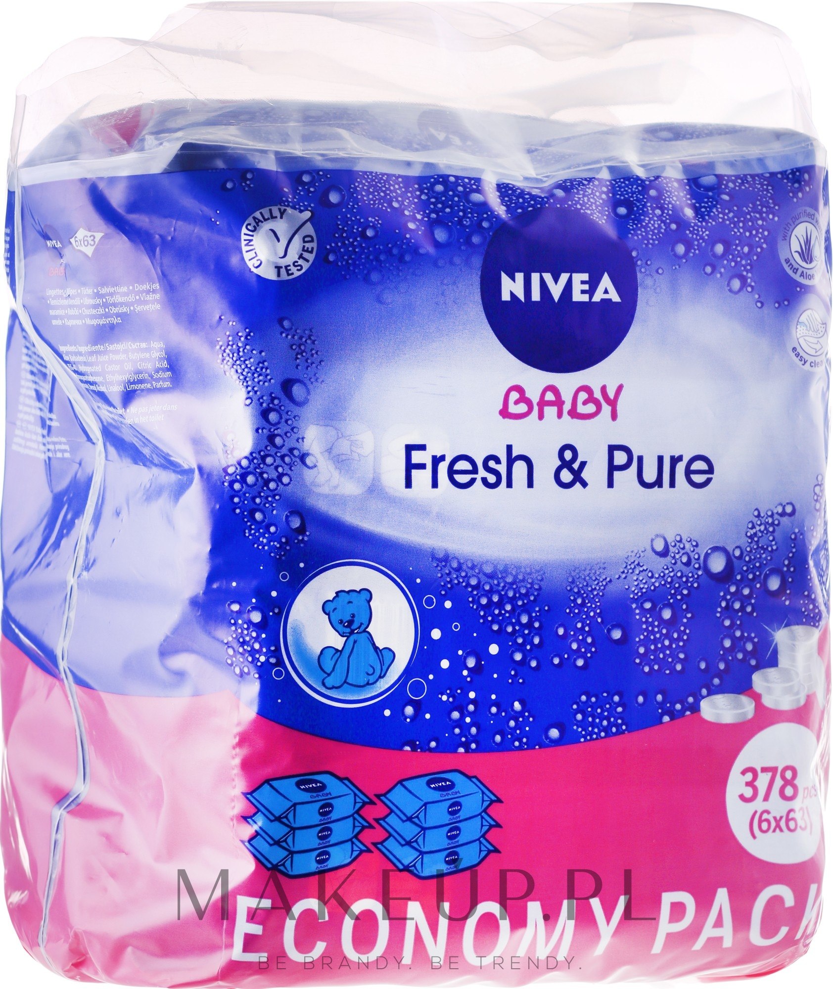 nivea baby chusteczki nawilżane soft & cream 6x63 sztuki