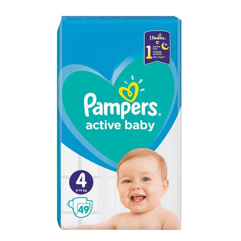 pampers active baby-dry 4 maxi 49 sztuk