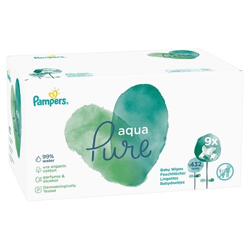 pampers aqua pure chusteczki nawilżające 9x48 szt