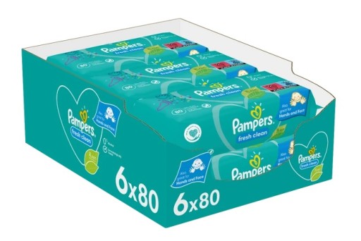 pampers fresh clean chusteczki dla niemowląt 6 x 64 sztuki