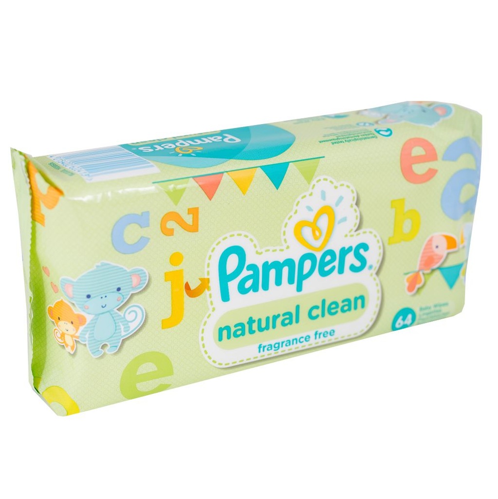 pampers naturally clean chusteczki nawilżane 6 x 64 szt