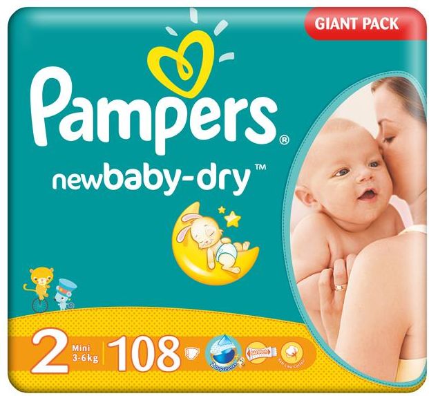 pampers newbaby-dry pieluchy rozmiar 2 mini 3-6kg 43 sztuki