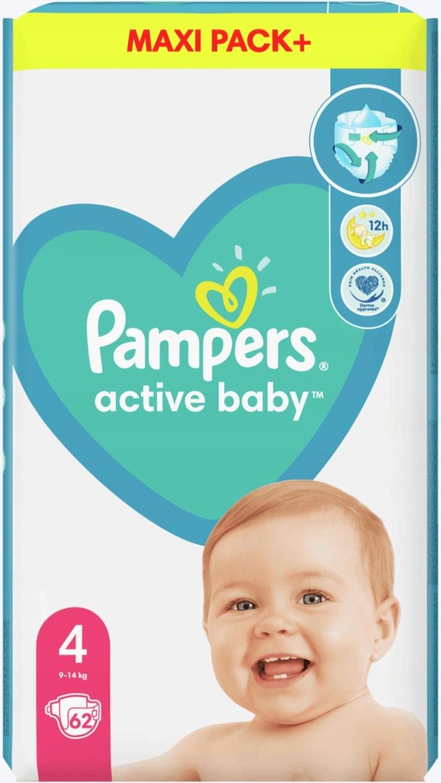 pampers pants active baby 4 maxi 9-15kg opakowanie 62szt