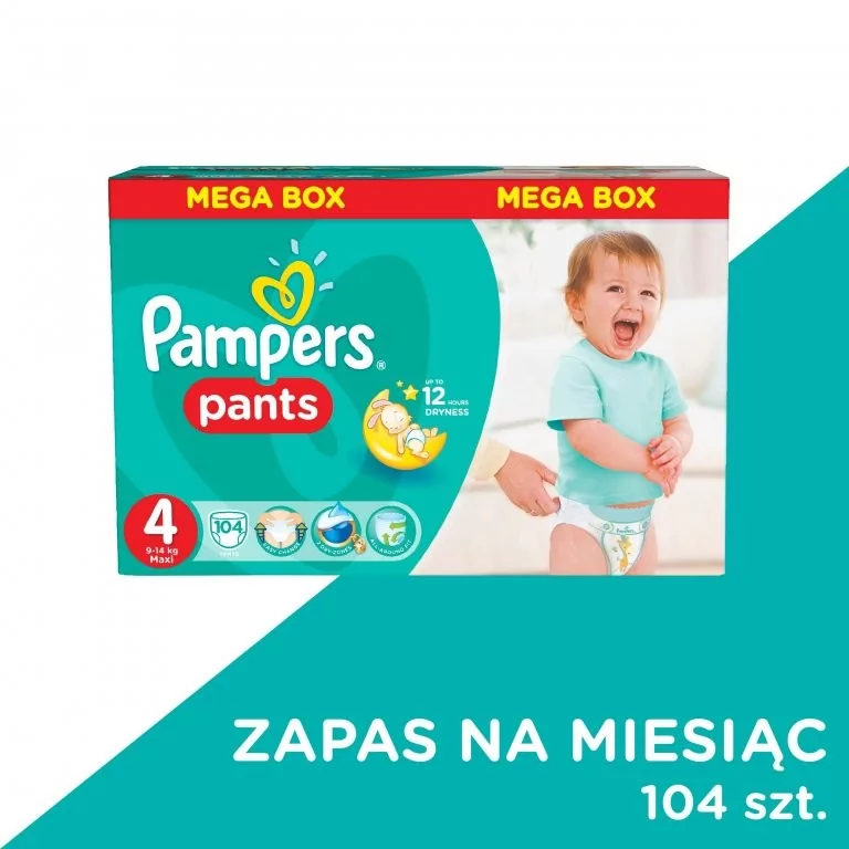 pampers pieluchomajtki pants 4 maxi 104 szt