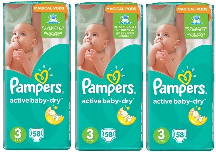 pampers pieluchy active baby 3 midi 174 sztuk