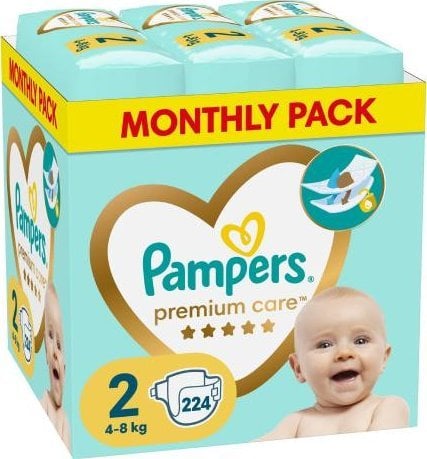 pampers premium 2 mini białe i zielone