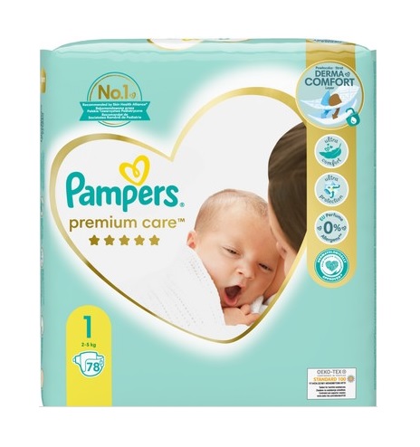 pampers premium care pieluchy rozmiar 1 newborn 2-5kg 78 sztuk