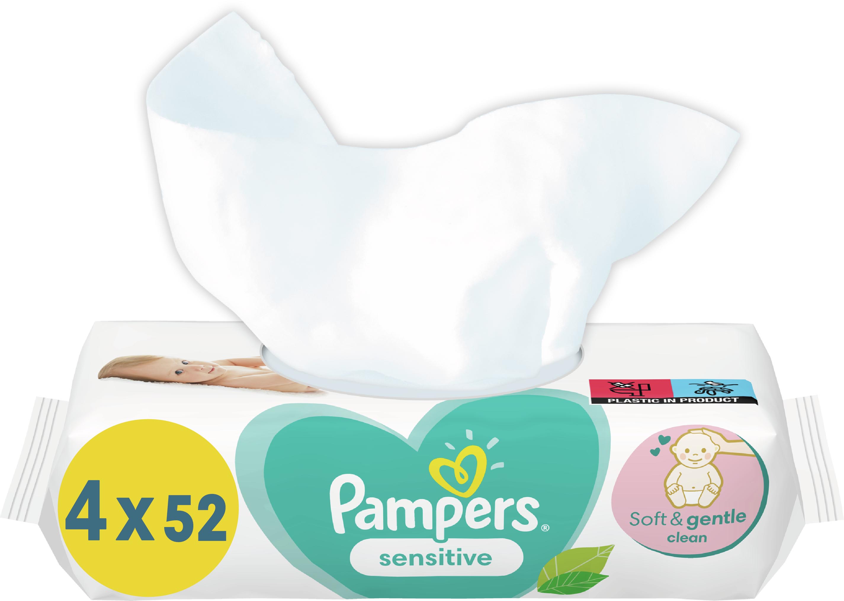 pampers sensitive chusteczki 4x64