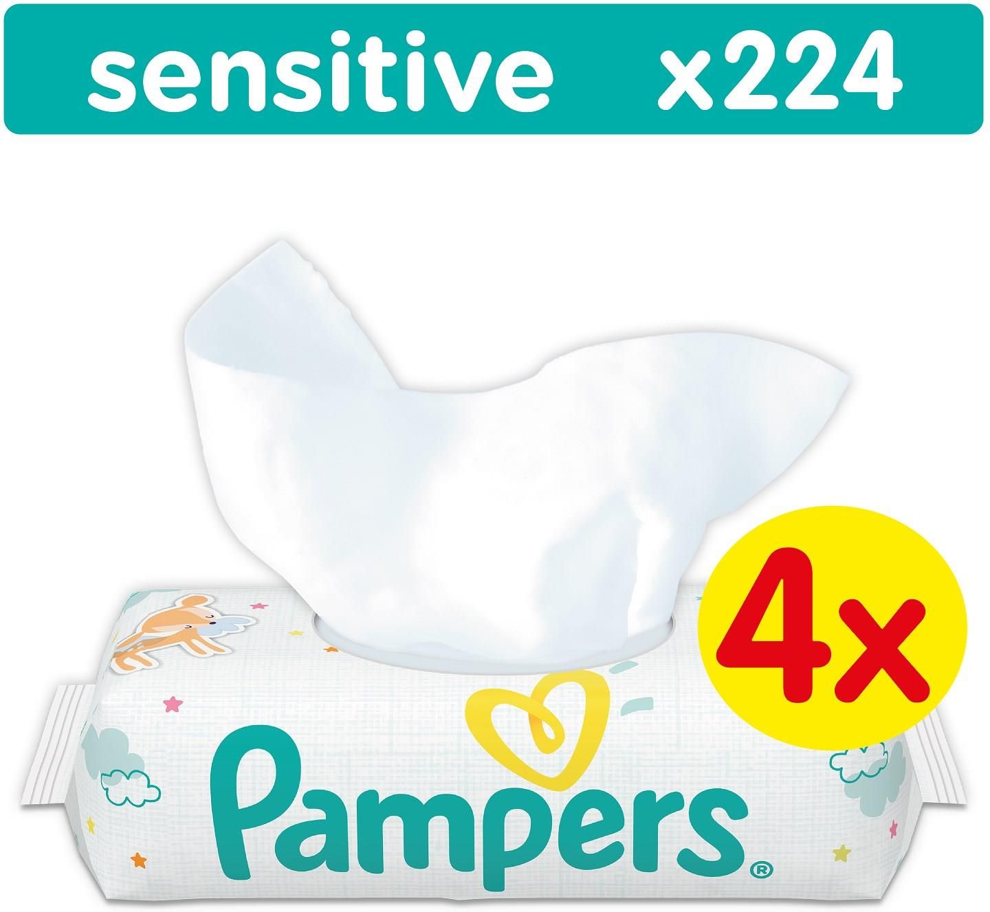 pampers sensitive chusteczki dla niemowląt 4x56 szt