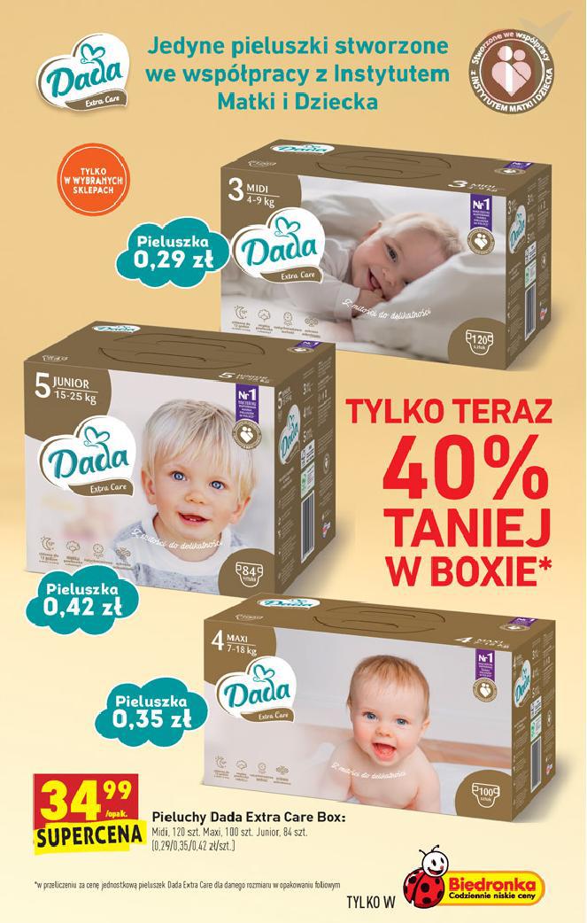 pieluchy dada extra care biedronka promocja