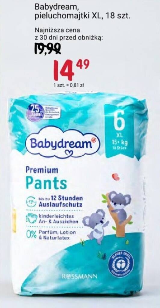 promocja rossnę tylko w rossmannbabydream pieluchomajtki