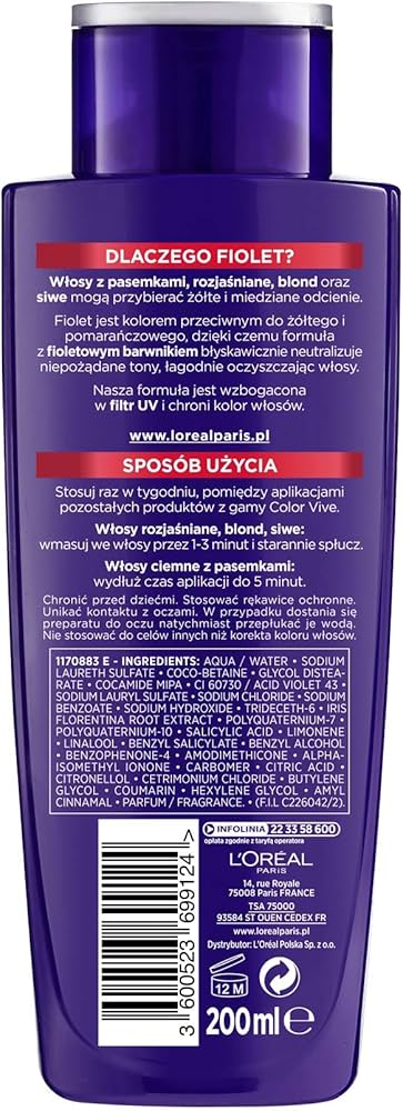 szampon przeciw żółknięciu włosów loreal