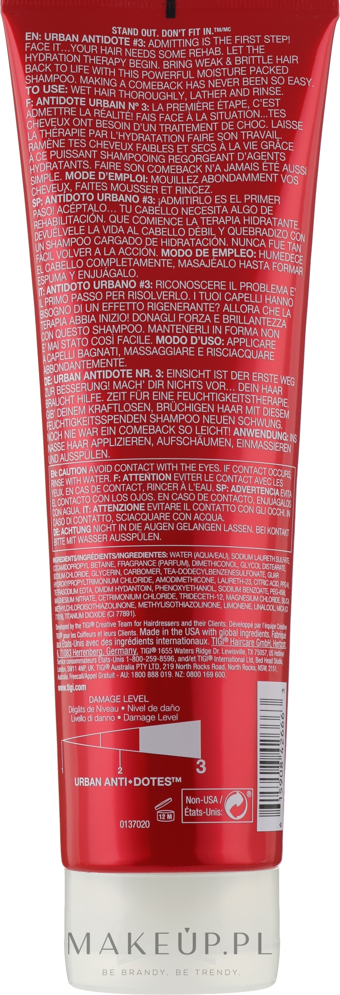 tigi bed head urban antidotes resurrection szampon do włosów słabych