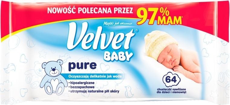 velvet baby chusteczki nawilżane pure